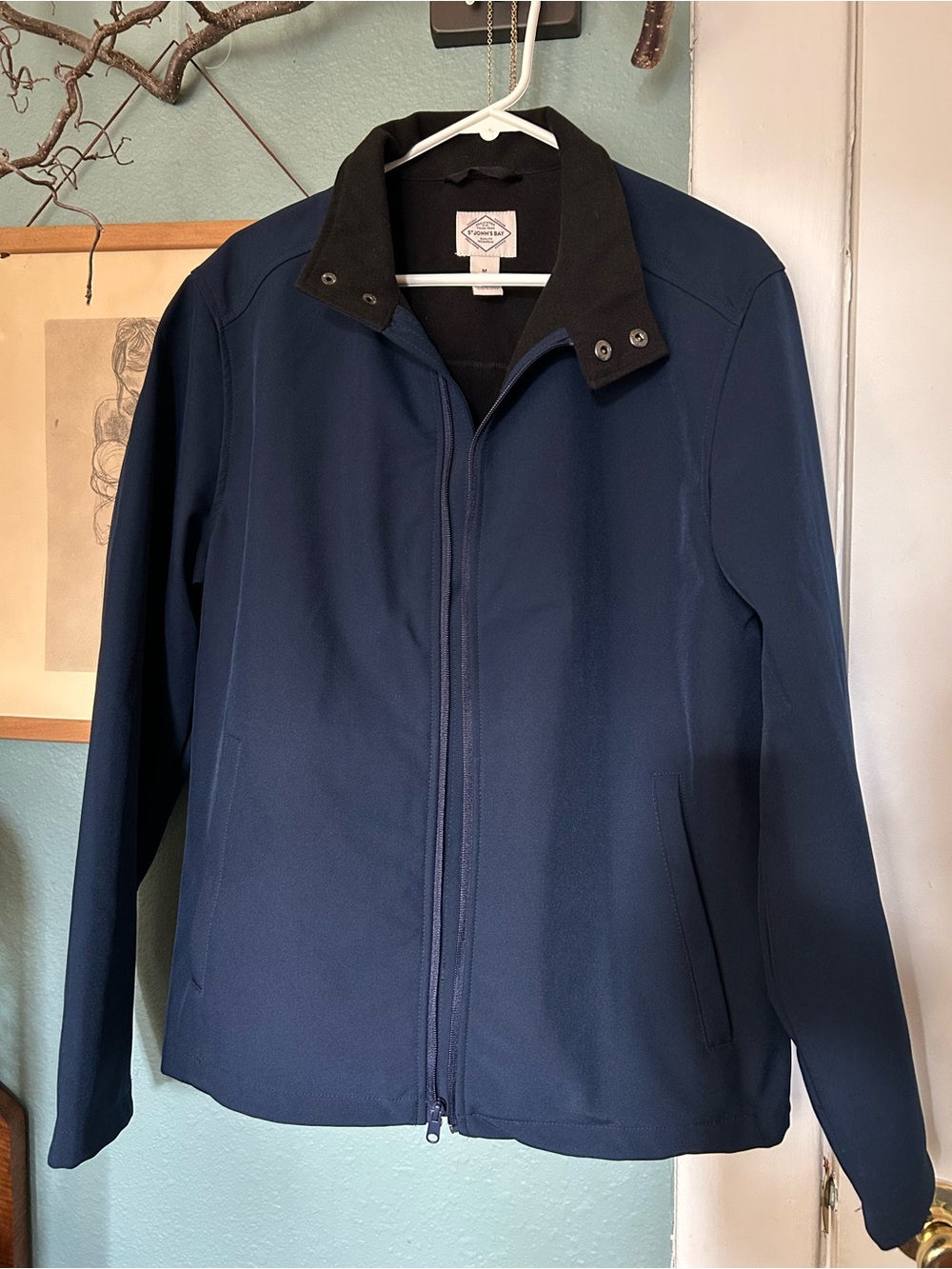 St. John's Bay Navy Utility Jacket with Black Collar